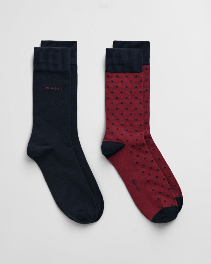 2-Pack Dot & Solid Socks in Red