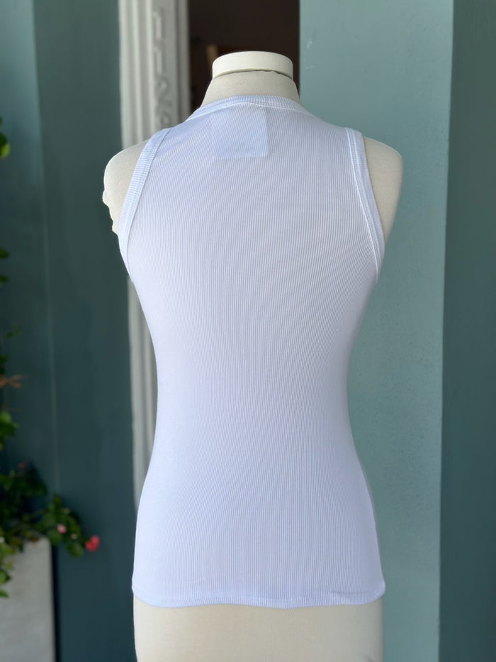 Alessia Tank in White and Gold