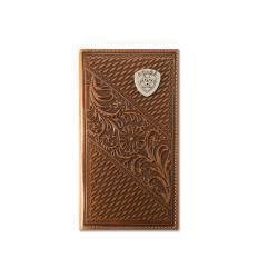 Ariat Basket Weave Floral Shield Rodeo Wallet
