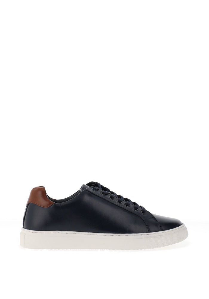 Bolt Leather Trainers in Navy