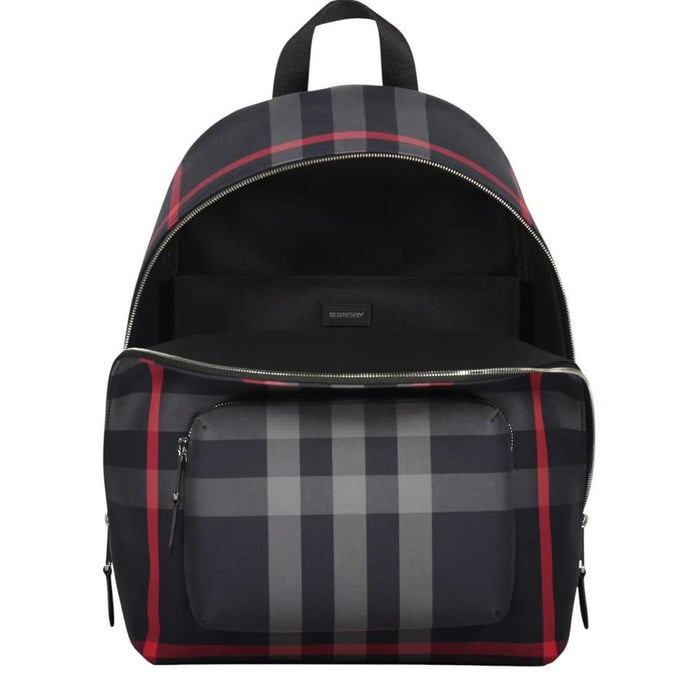 Burberry duffel bag navy blue and black signature Nova Check pattern with logo.