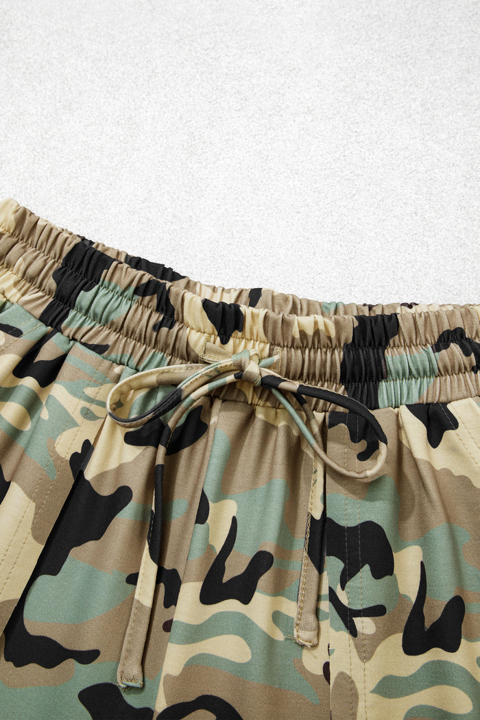 Camouflage Print Street Fashion Drawstring Shift Pants – Multicolour