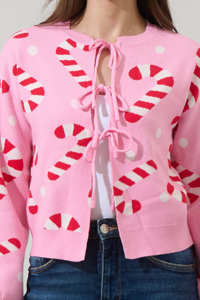 Candy Cane Front Tie Sweater