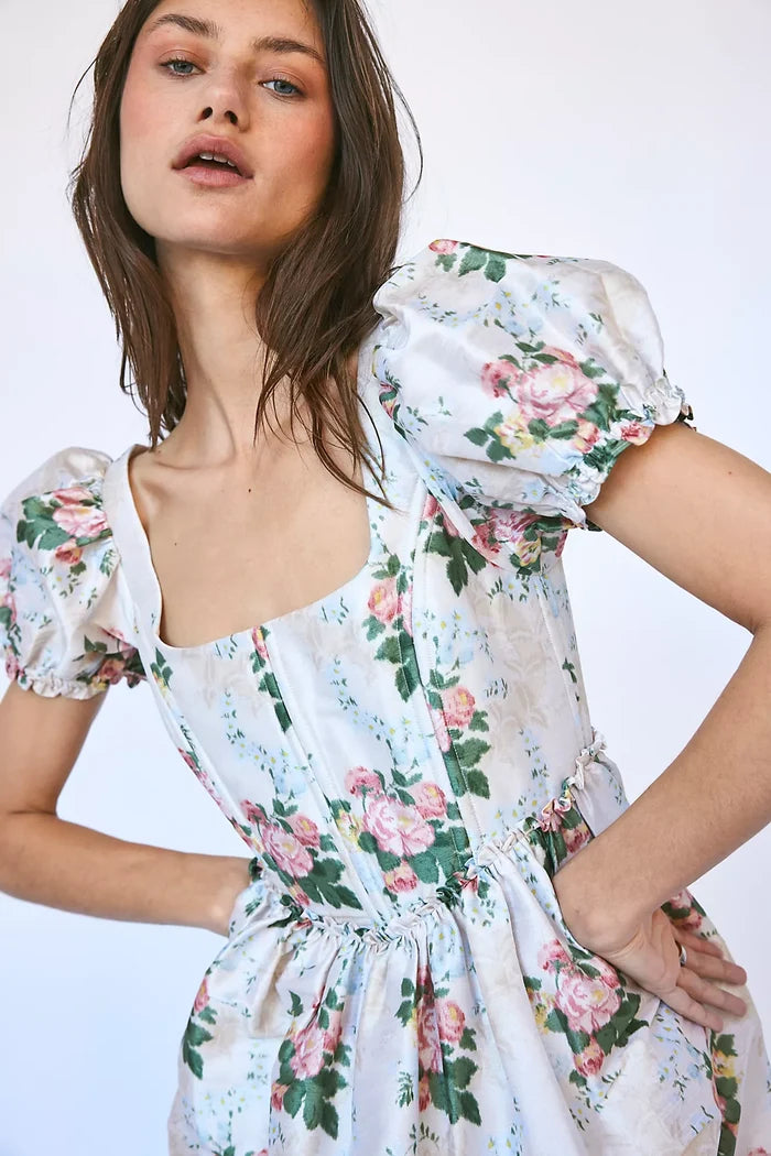 Chloe Dress in Floral Brocade