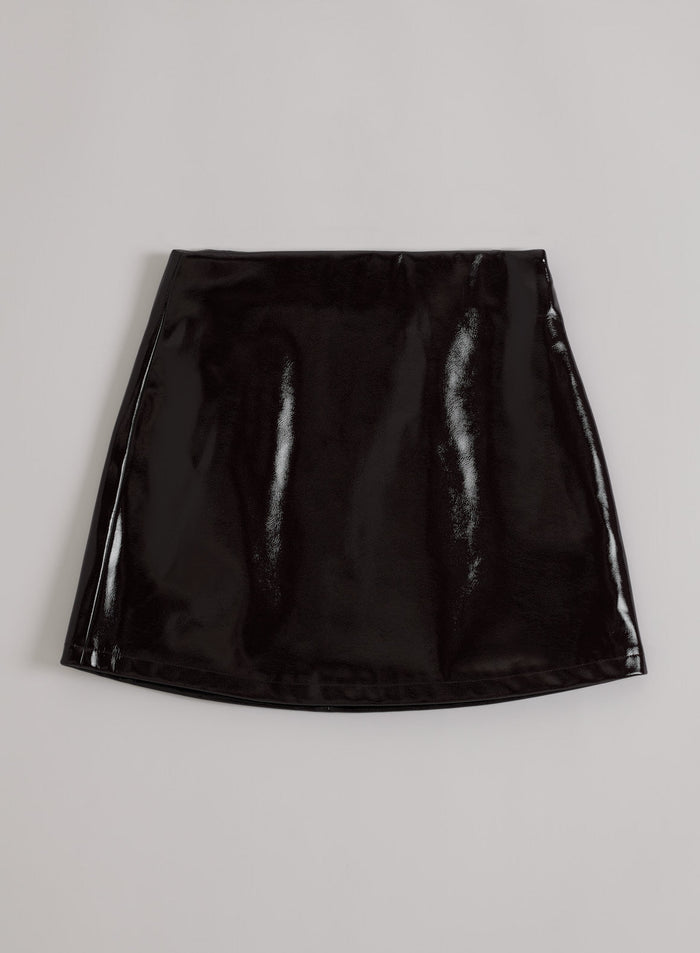 Chocolate Faux Leather Skirt