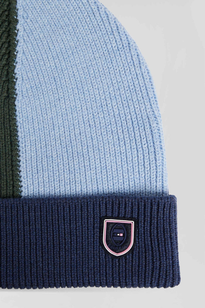 Colourblock Cotton Beanie in Ink