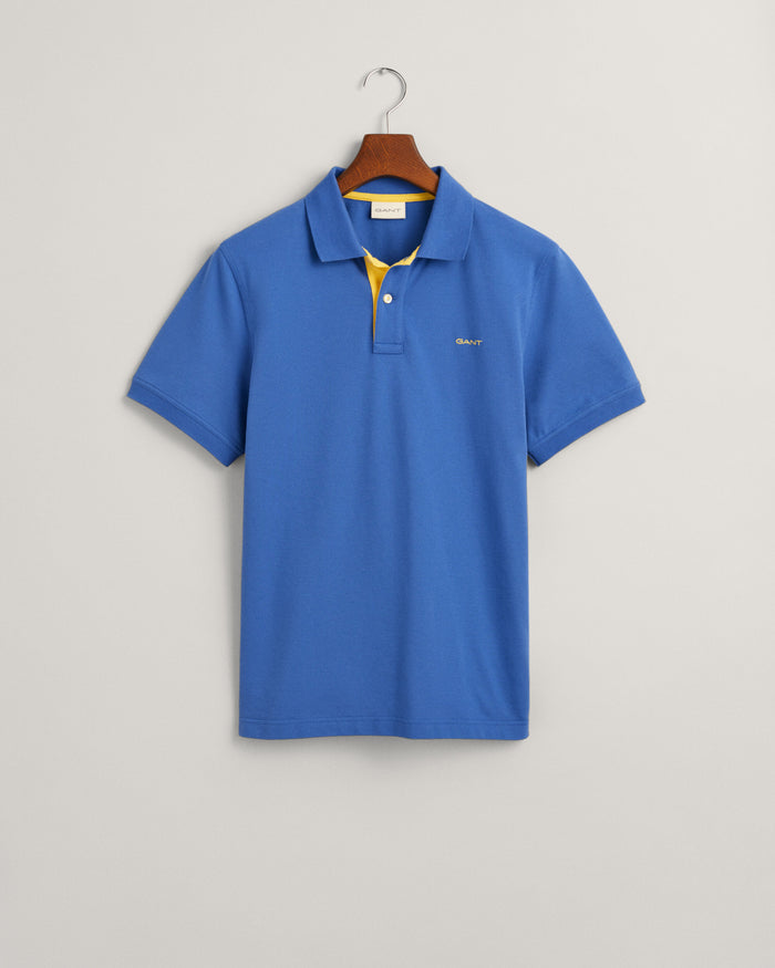 Contrast Piqué Polo Shirt in Rich Blue