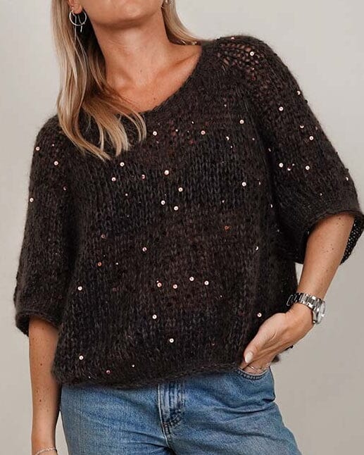 Cosmo Sparkle with sequins - chocolate brown (06) Yarn Lana grossa