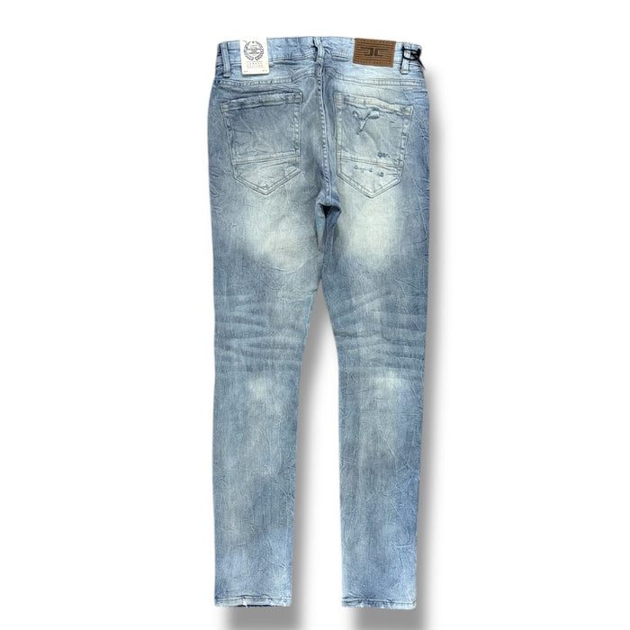 Jordan Craig Sean Denim with shredded details in Iced Lager color, showcasing stylish denim jeans with distressed accents.