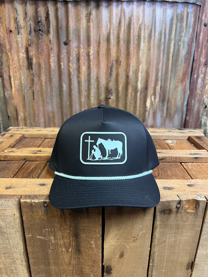 Dally Up Solid Black Praying Cowboy BallCap