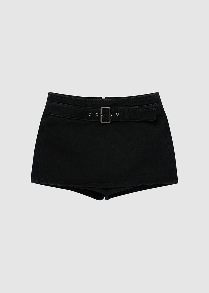 DENIM BELTED SKORT