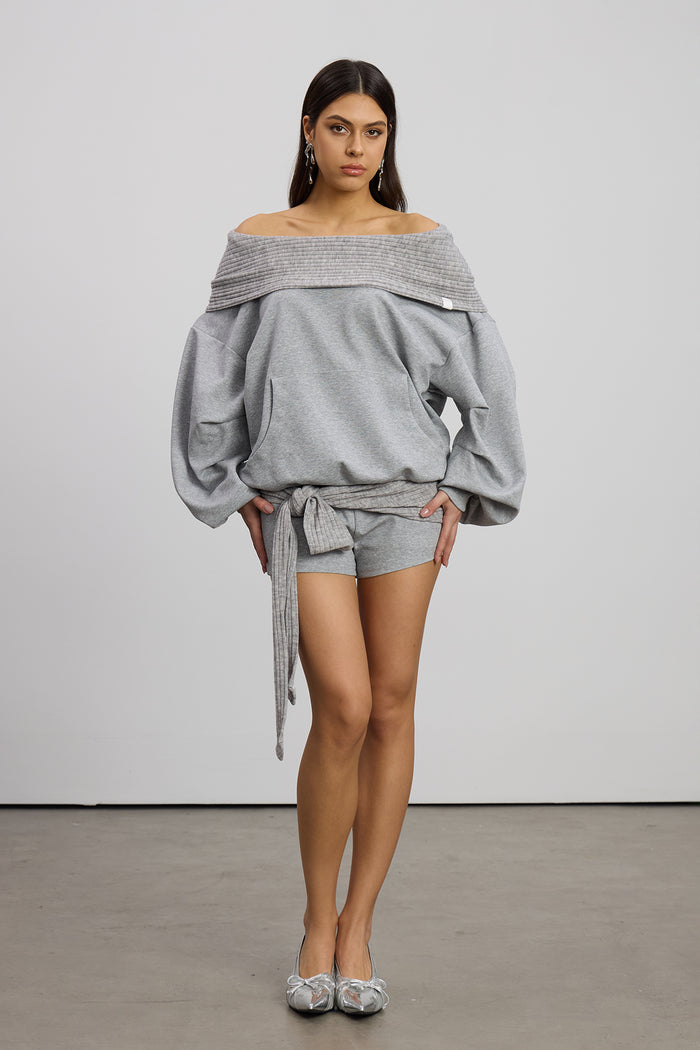 Emanuela Off Shoulder Tie Up Pants Set