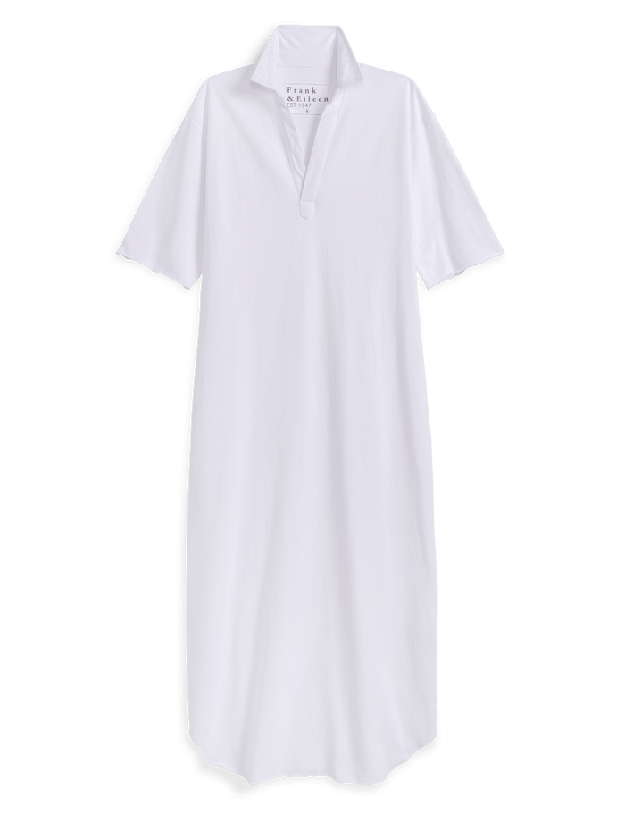 White dress with short sleeves on a black background
