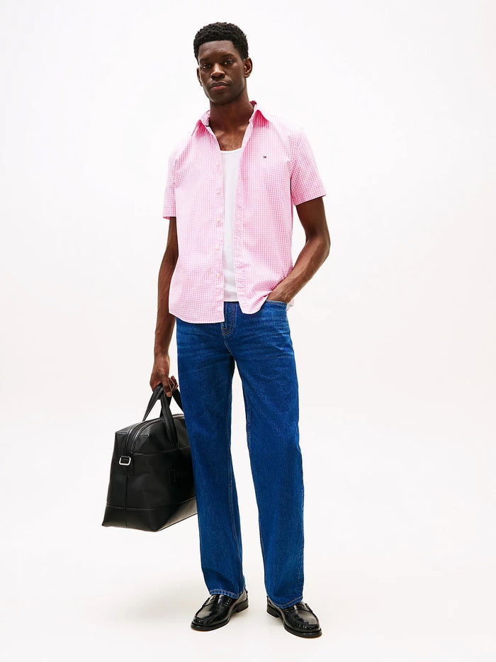 Flex Micro Check Poplin Shirt in Pink