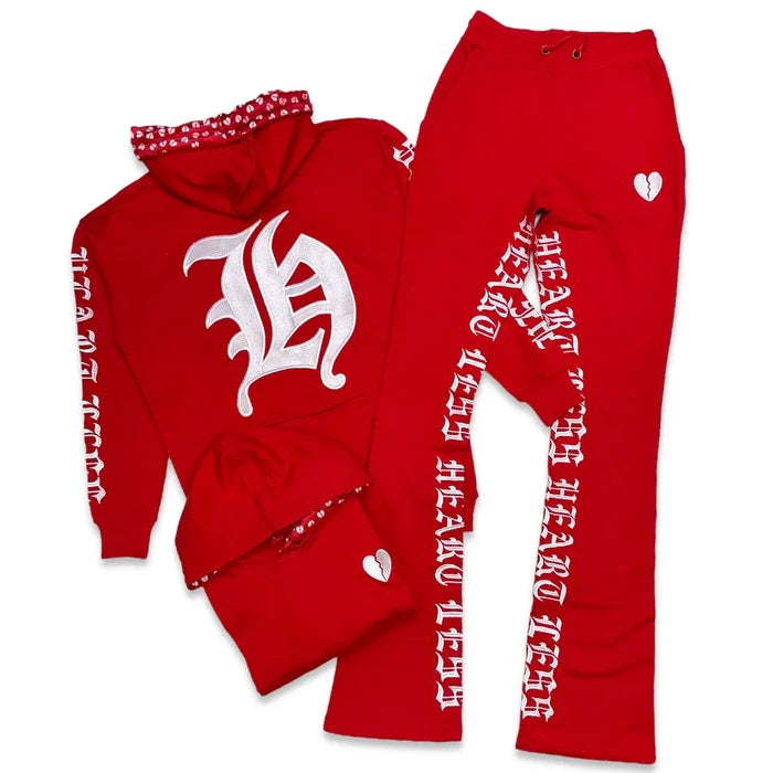 Red Focus 'Heartless' hoodie, casual hoodie with front graphic design and soft fabric, perfect for comfortable streetwear.