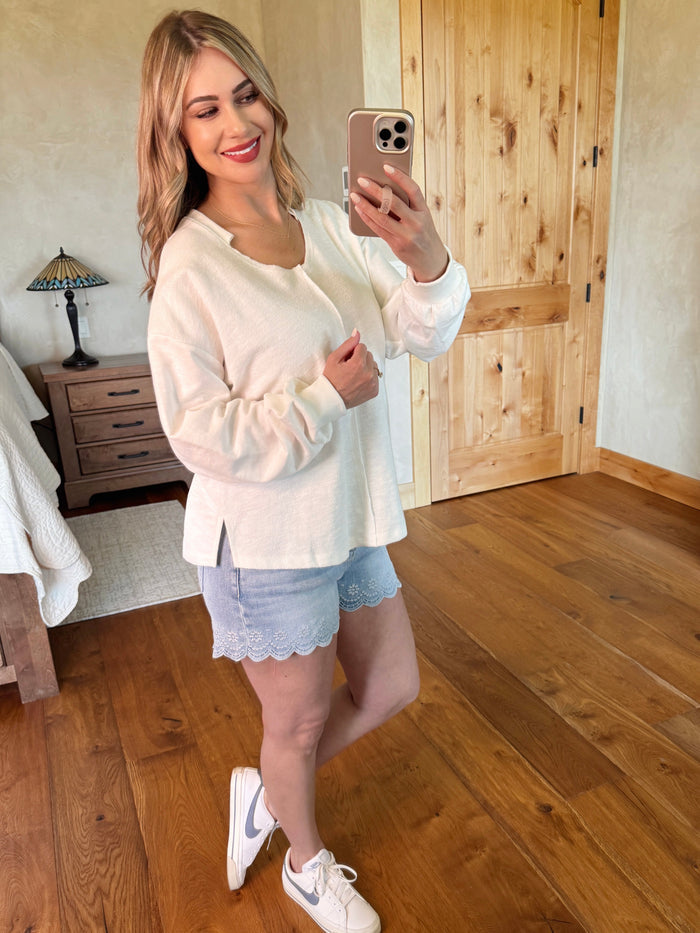 French Terry Top In White