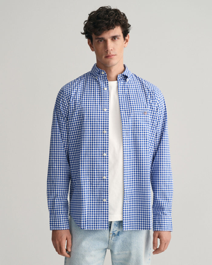 Gingham Poplin Shirt in College Blue
