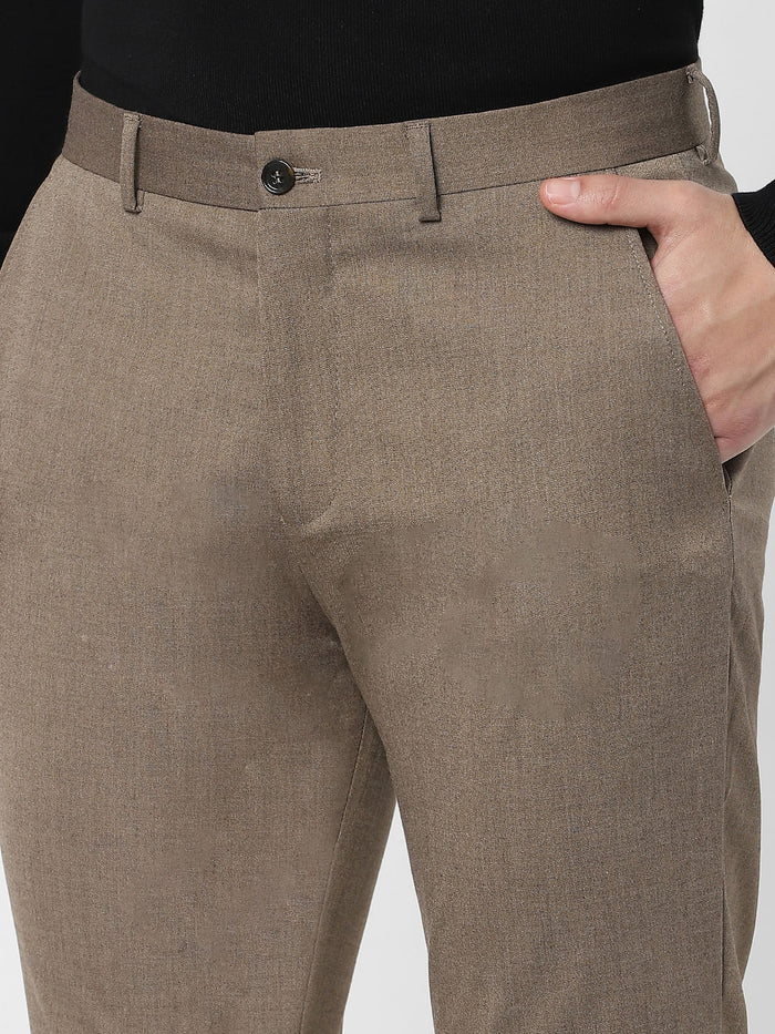 Greige Slim Fit Suit Trousers