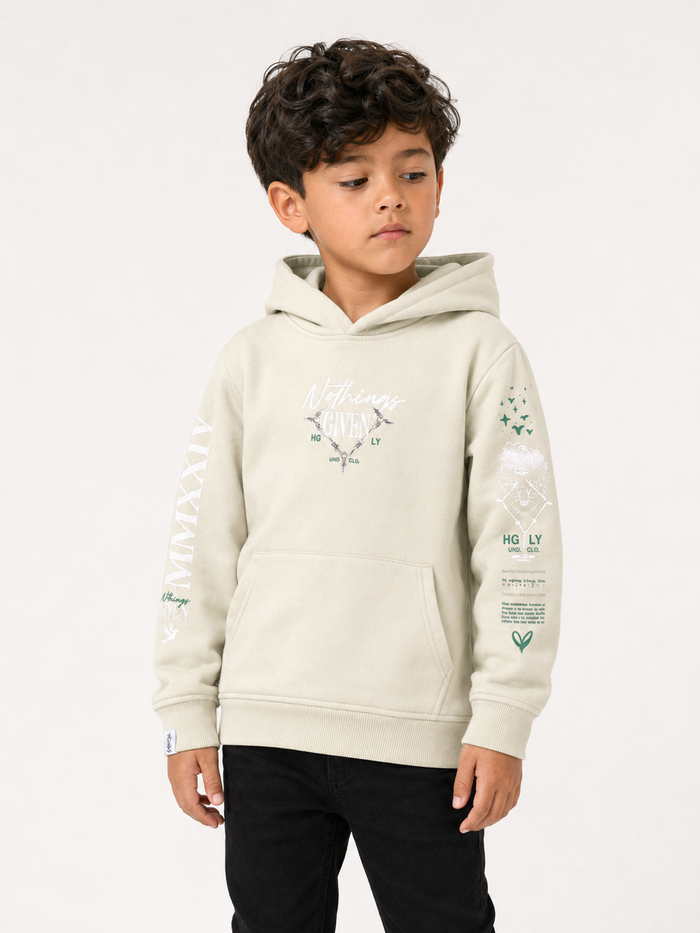 Kids' Highly Undrtd Kids Given Hoodie in celadon color, featuring soft fabric and casual fit, perfect for everyday wear.
