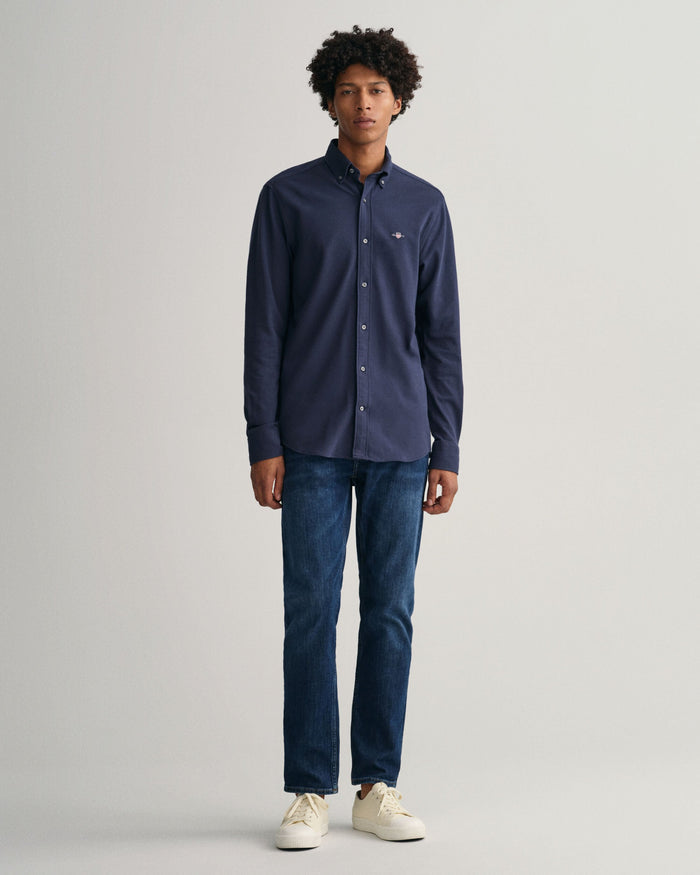 Jersey Piqué Shirt in Marine