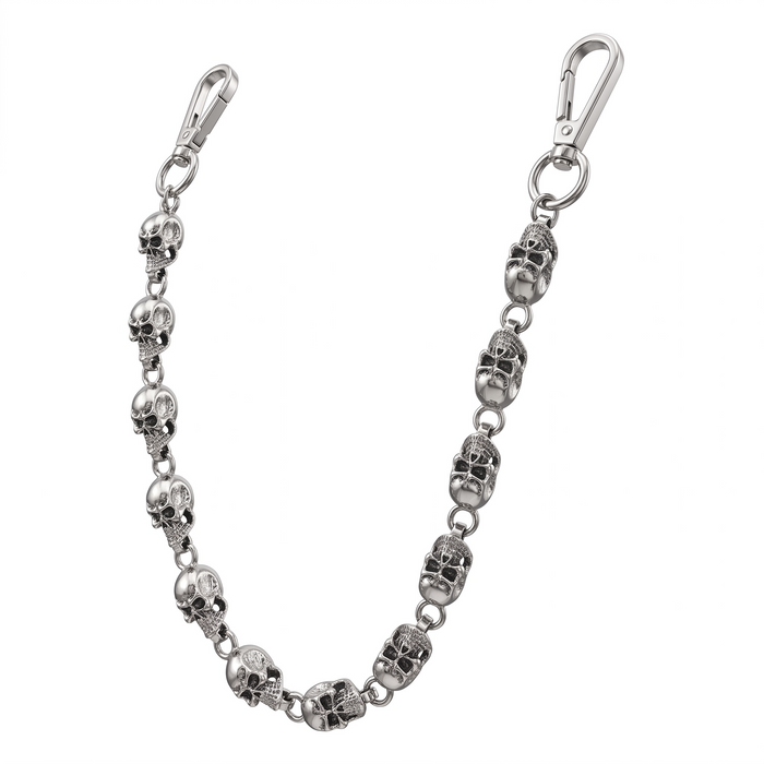 Jewelry Essentials 'Big Skulls' Pocket Chain (Silver)