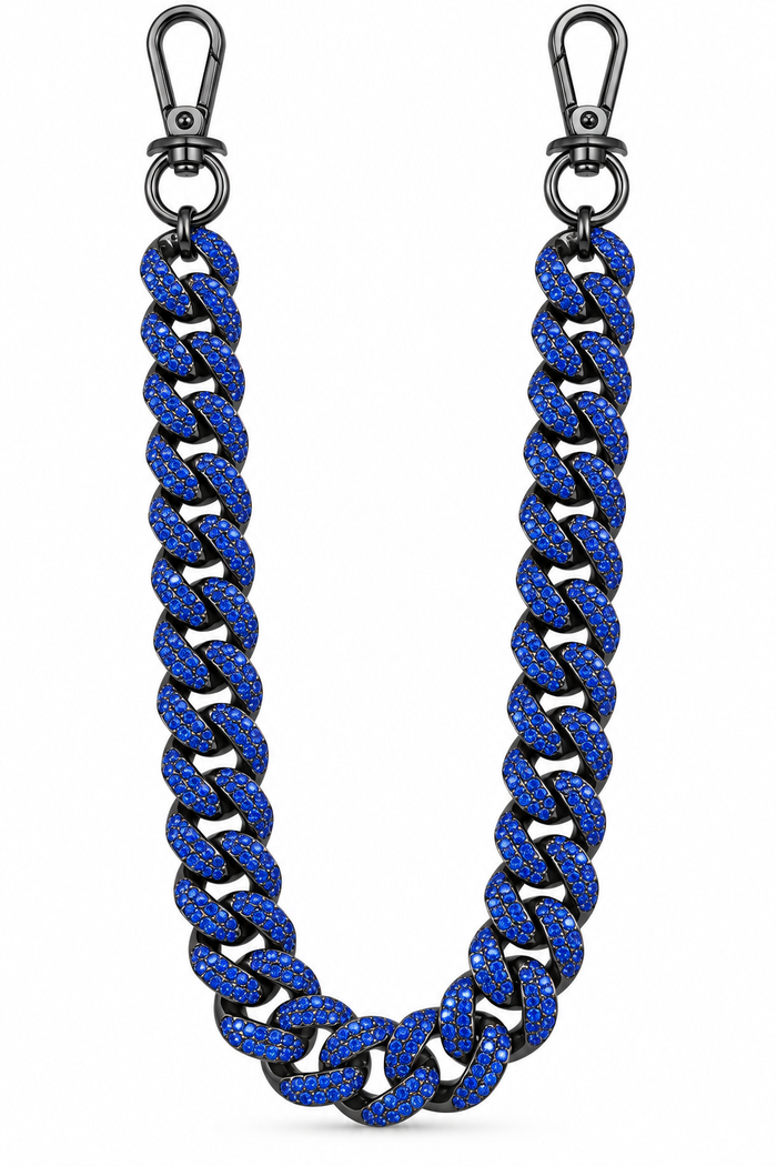 Jewelry Essentials 'Cuban' Pocket Chain (Black/Blue)