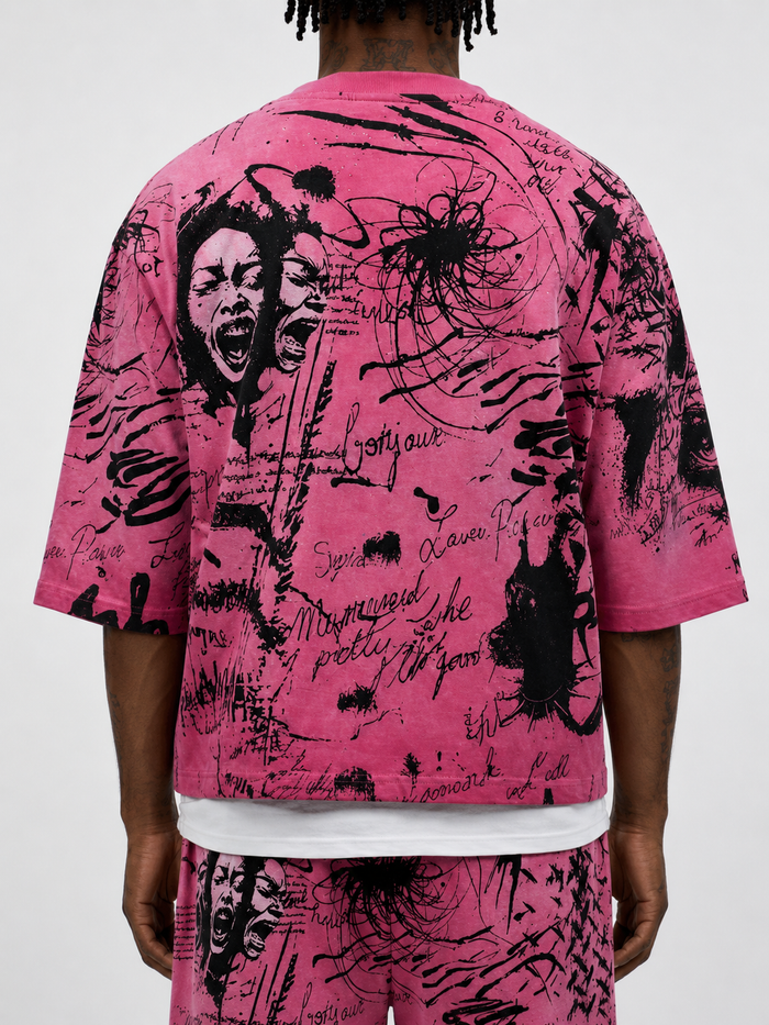 Kleep Tooley Washed 100% Cotton S/N Jersey 3/4 Sleeve Tee in Pink KT1930S