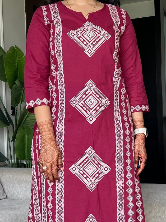 Kosha Premium Cotton Suit- Dark Pink
