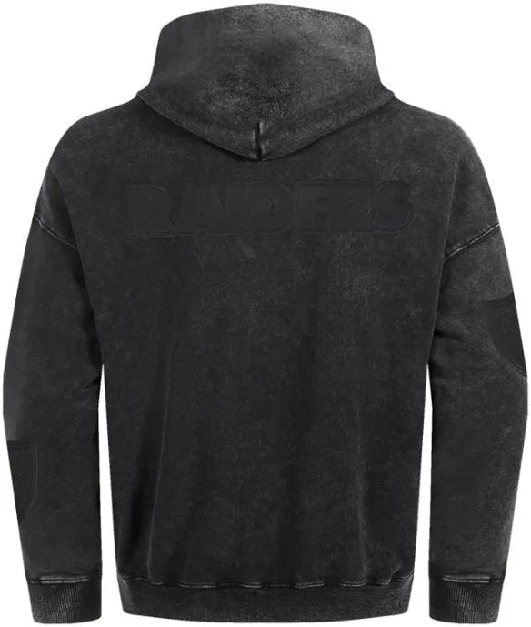 Black Las Vegas Raiders 'Washed Vanguard' hoodie by Pro Standard, featuring team logo and casual sweatshirt design.