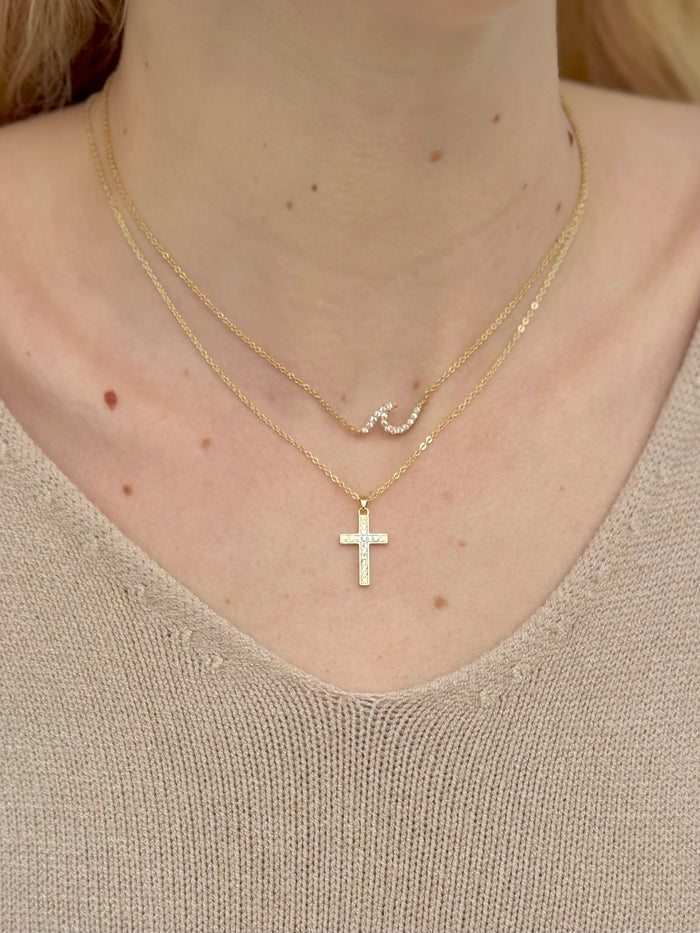 Lila Gold Cross Necklace