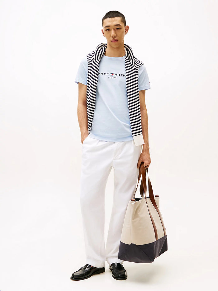Logo Embroidery Slim Tee in Blue