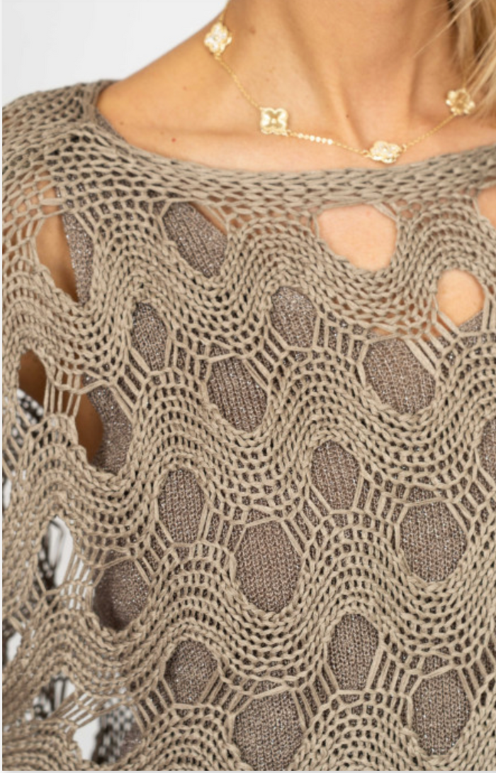 Italian sweater with loose knit in taupe at Ardor Boutique