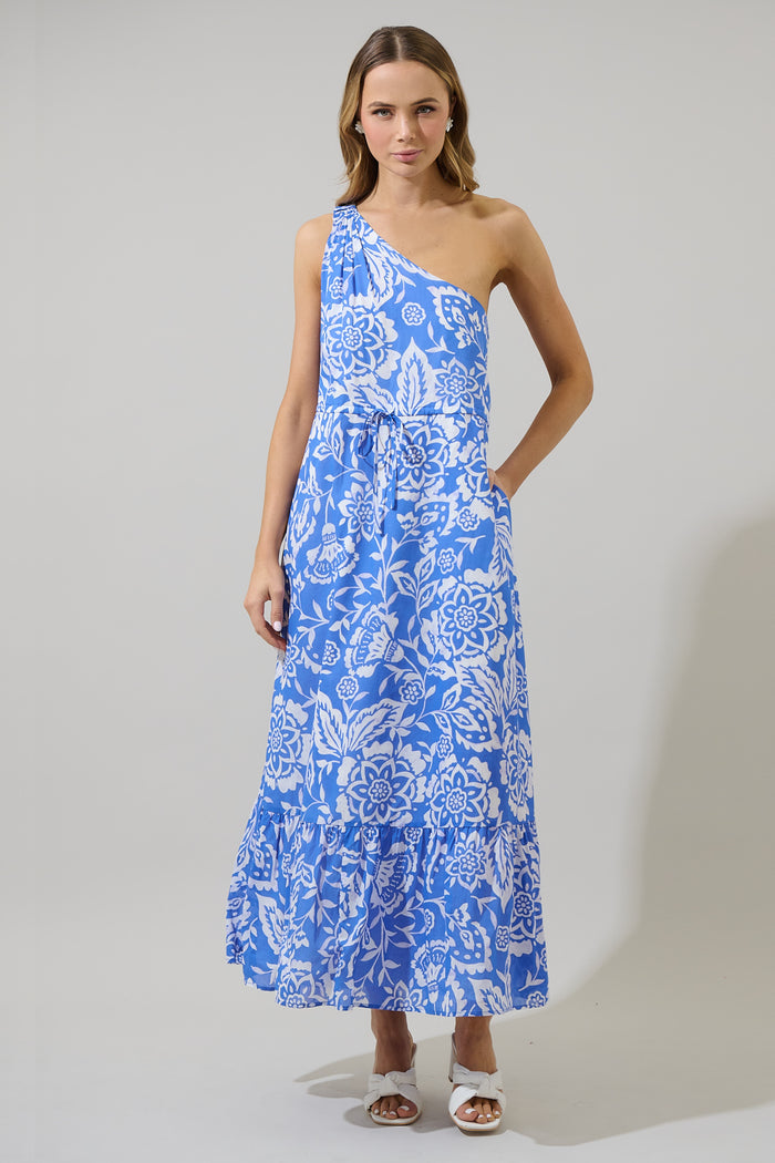 Marny Floral Elya One Shoulder Maxi Dress