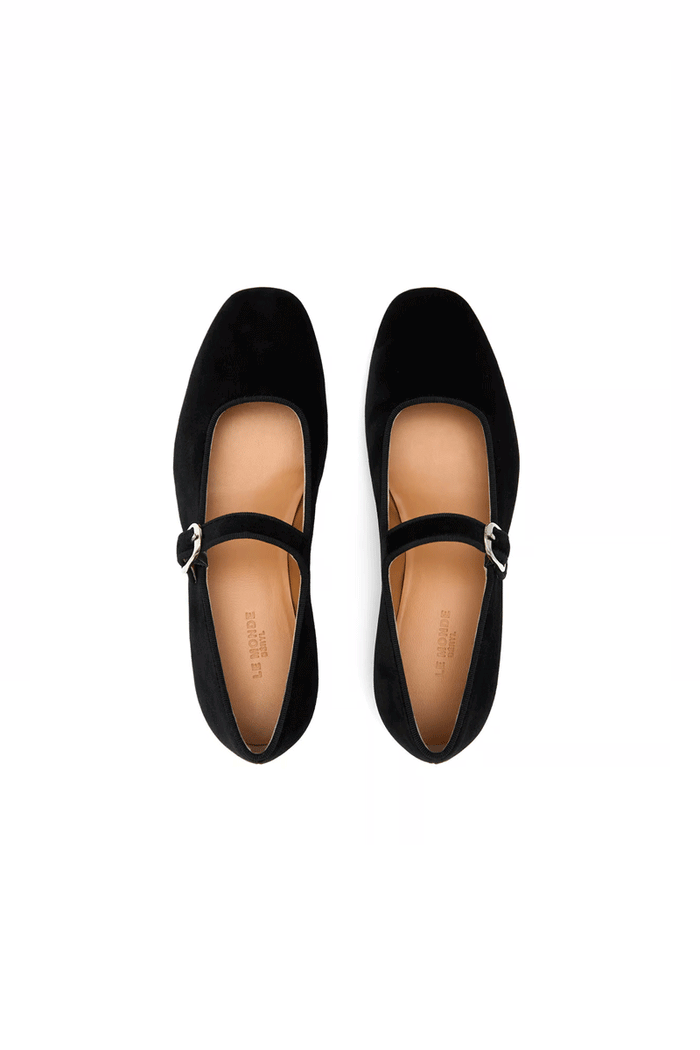 Mary Jane Ballet Flat - Black Suede