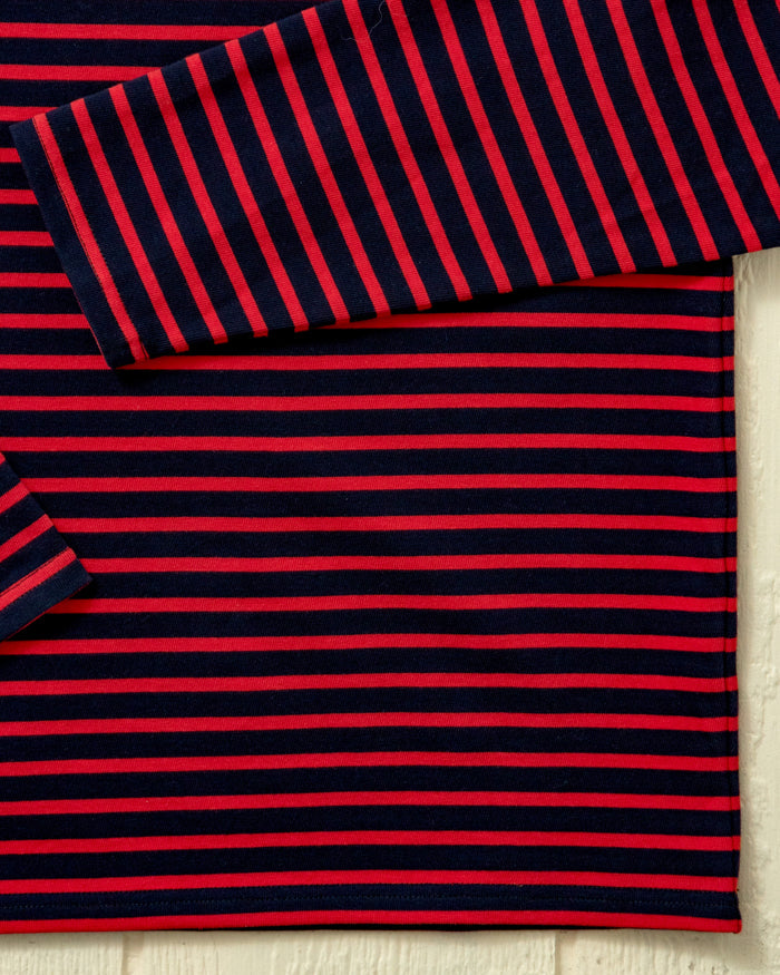 Men's Breton Stripe Boatneck Tee In Navy/Red