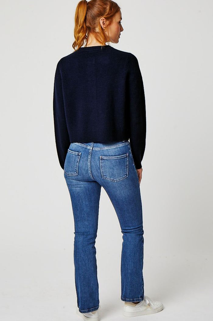Merino Wool Brittany Cardigan | Navy - Aspiga