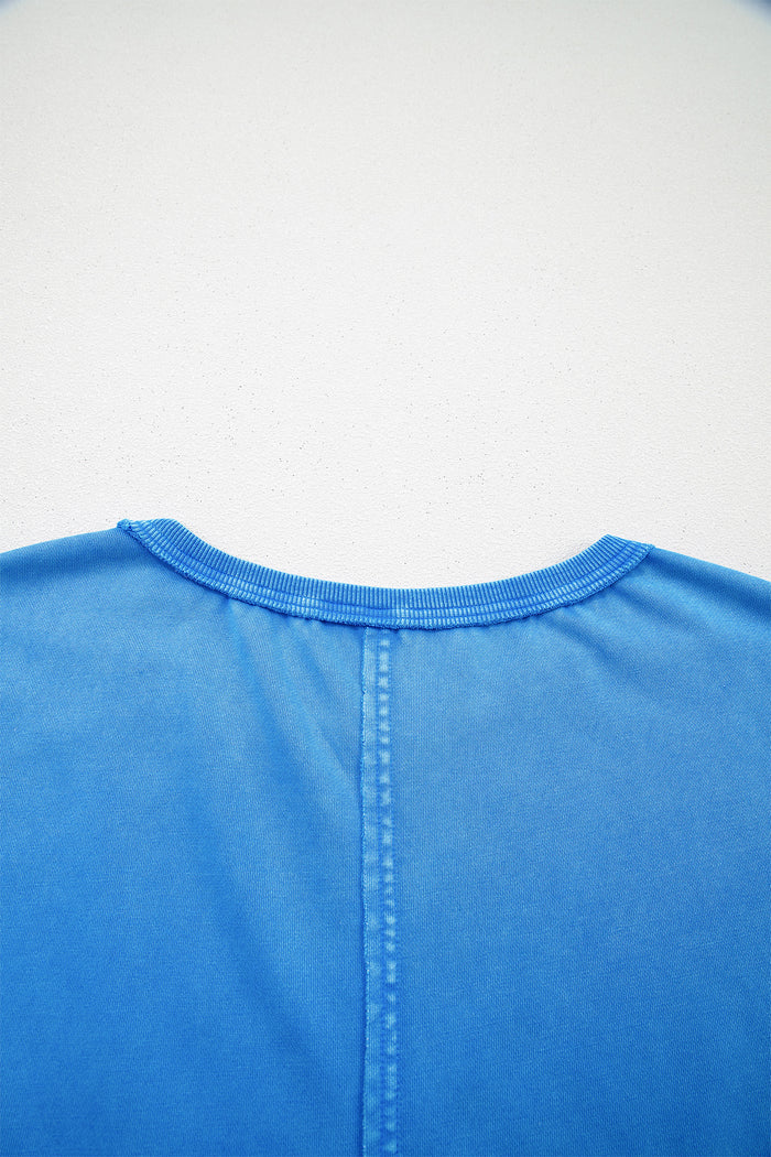 Mineral Wash Star Mesh Patchwork Oversize Tee – Blue