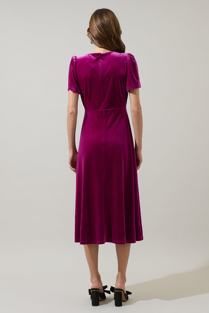 Mirba Velvet A-line Midi Dress