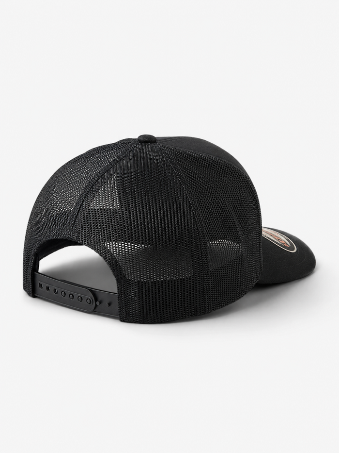 MUKA 'Cross Leather Patch' Trucker Hat in Black