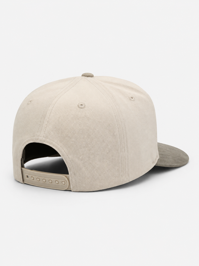 MUKA 'Love Kills' Suede Snapback Hat in Light Grey/Dark Grey