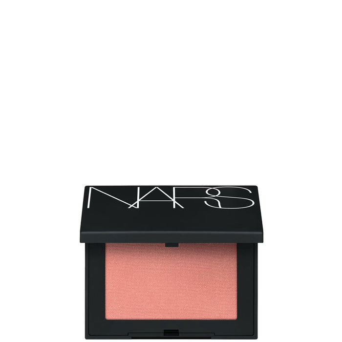 NARS Cosmetics Deep Throat blush in 4.8g with a soft peach-pink shade, displayed in a sleek compact.