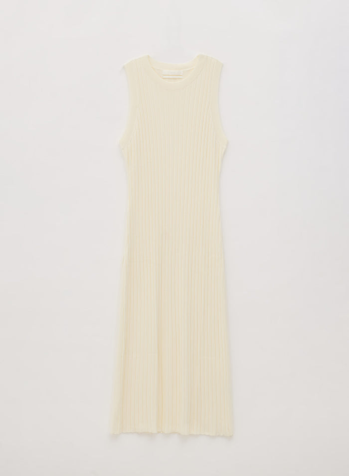 Off White Sleeveless Knit Dress