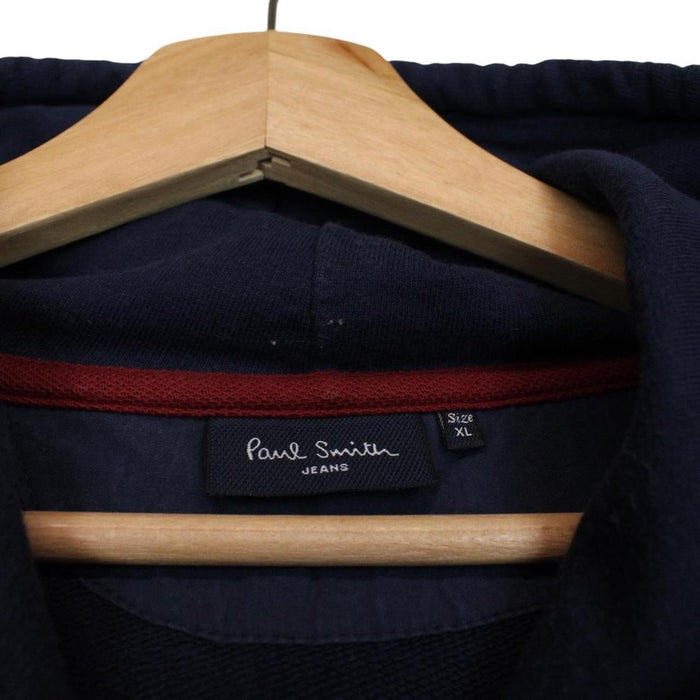 Paul Smith navy blue hoodie with zebra logo, full zip, cotton material.