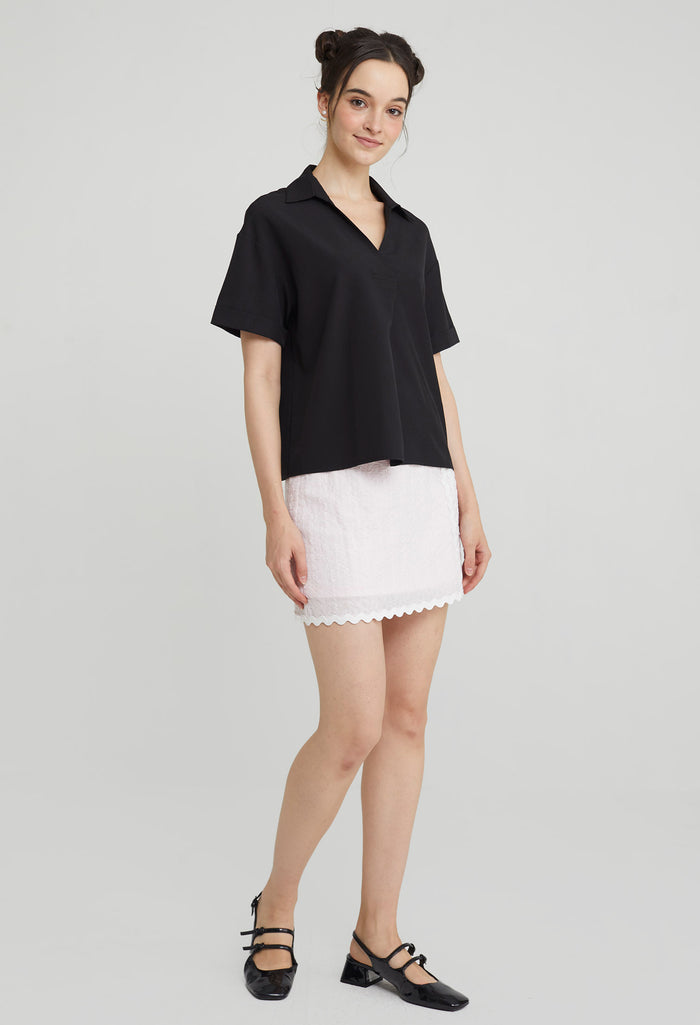 Pleated Slip-On Top