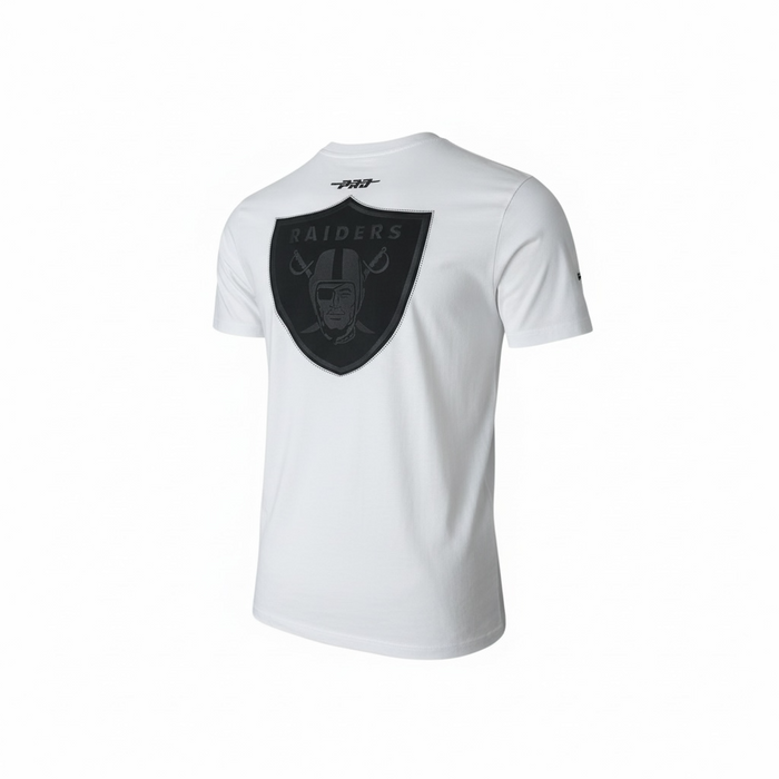 Pro Standard Las Vegas Raiders blackout drop shoulder T-shirt in white with Raiders logo and relaxed fit.