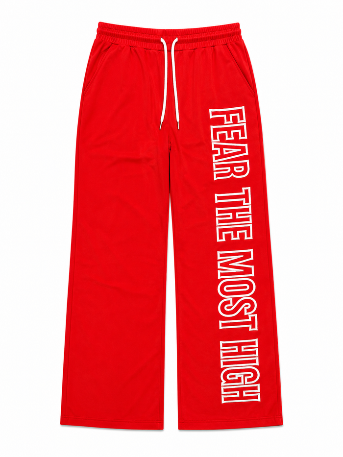 Protector and Maintainer 'FTMH' Flare Fit Nylon Track Pants in Red