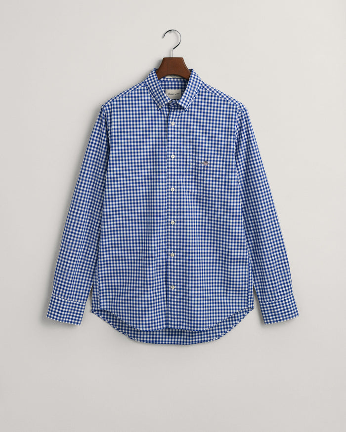 Regular Fit Gingham Poplin Shirt in Blue
