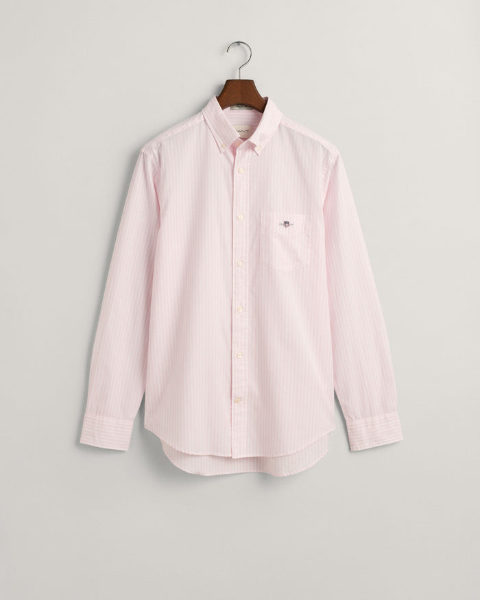 Regular Fit Striped Poplin Shirt in Pink
