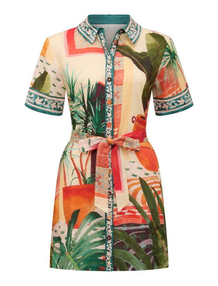 Sabine Printed Shirt Mini Dress Forever New