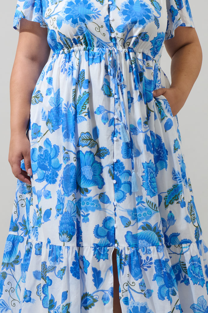 Samian Floral Kissa Button Down Maxi Dress Curve